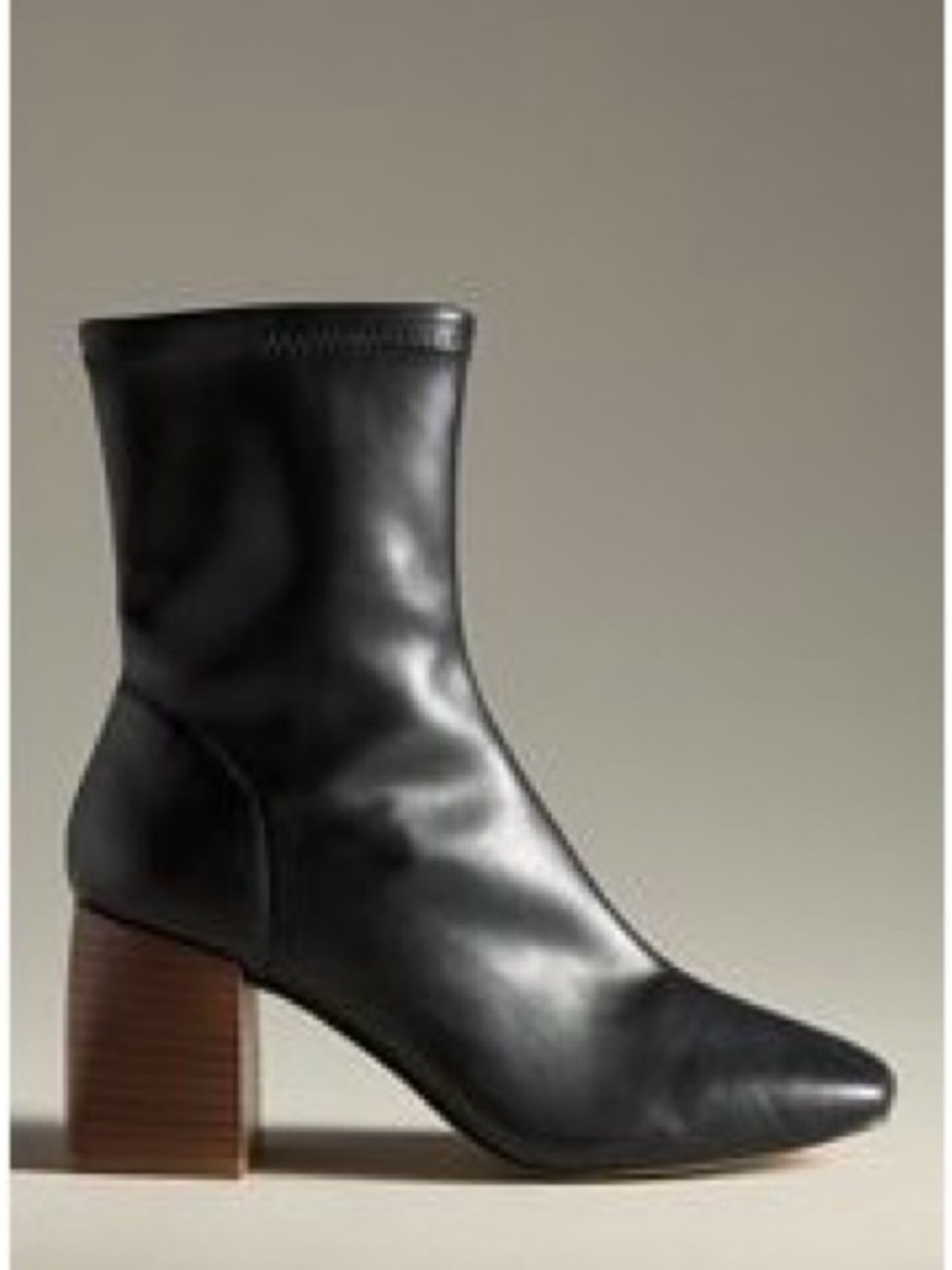 Anthropologie Cabana Block Heel Ankle Boots in Black with Brown Heel